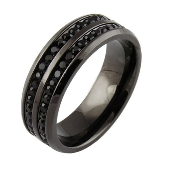 Aprilsplace Other - Black Stainless Sell CZ Band Ring Men Size 13